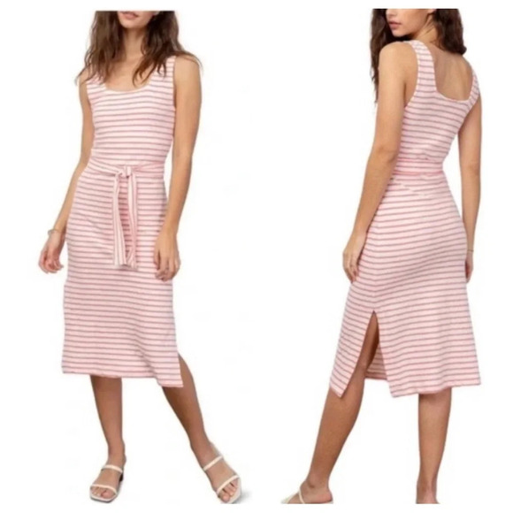 Rails Taylin Sleeveless Tie Waist Midi Dress Ivory Peony Stripe 16776 - Picture 1 of 14